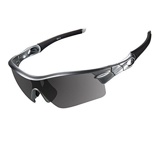 Ewin E02 Polarized Sports Sunglasses with 5 Interchangeable Lenses for Men Women Golf Baseball Volleyball Fishing Cycling Driving Running Glasses