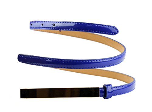 NYfashion101 Women's Solid Color Skinny Push Pin Belt w/ Gold-Tone Metal Plate Buckle