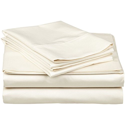 Organic Cotton Sheet Set - 600 Thread Count - 100% Cotton 4pc Bed Sheet Set - (Queen, Ivory)