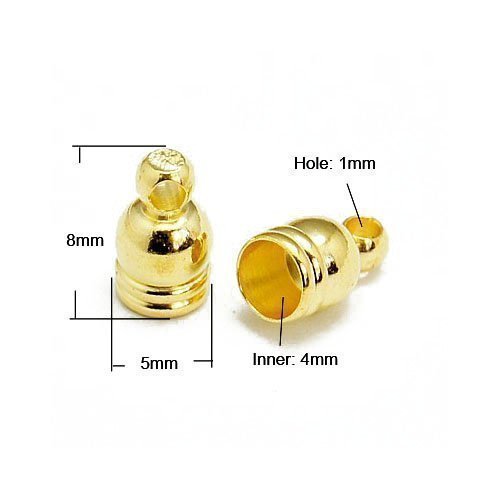 

Pack Of 30 x Golden Plated Brass 5 x 8mm Kumihimo Bell-Shape End Caps - (HA03323) - Charming Beads