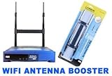 Cisco Linksys Router Antenna / Wifi Antenna comes with two antennas + brace bracket kit for a stronger internet connection signal. 7dbi TNC internet wifi booster antenna network extender. Linksys router high gain wifi internet antenna booster Works with both Wireless-G and Wireless-B devices (Connector Reverse TNC Wireless Internet Antenna Booster). NEWER MODEL OF HGA7T - Item# LINK-TTY