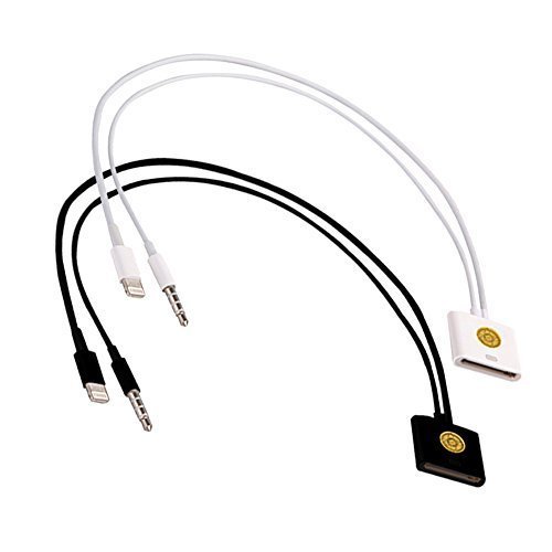 2PCS Lightning 8 Pin to 30 Pin converter w/ Audio Cable for iPhone 6S/6/5S -BlkWte