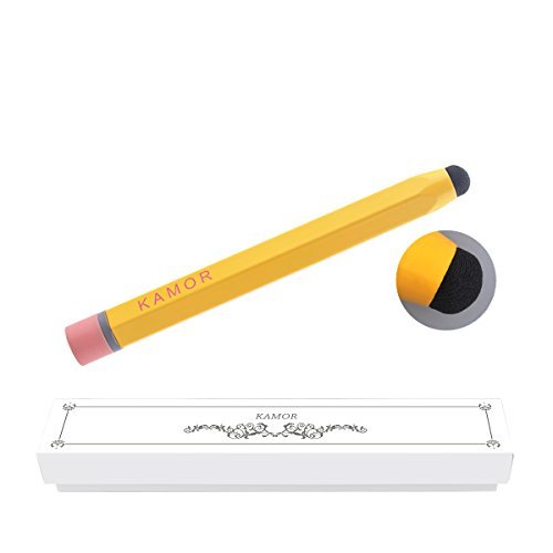 Kamor® Ultra-sensitive Stylus/Styli Touch Screen Cell phone Tablet Pen , Dual-Purpose with Micro-Knit Technology Capacitive Stylus with ball pen, work for Apple iPad, iPad 2, iPad 3, iPad 4, iPad air, iPad 5, iPad Mini, iPad Mini 2, iPhone 4, iPhone 4s, iPhone 5, iPhone 5C, iPhone 5S, iPhone 6, iPhone 6 Plus, Nexus 7 2012, Nexus 7 2013, Samsung Galaxy Tab 2 7/10, Samsung Galaxy Tab 3 7.0, 10, Samsung Galaxy Tab 4, Samsung Galaxy Note 2, 3, Samsung galaxy note 10.1 2014 edition tablet, Samsung Galaxy S3, S4 Mini, S4, S4 Mini, S5, Samsung Galaxy Tab S 10.5-Inch Tablet, Dell Venue 8 Pro, 11 pro,7, 8, HTC One, LG G2, LG G3, Optimus L7, Moto G, Moto E, Lenovo IdeaTab A1000L, Lenovo Miix 2, Asus VivoTab ME400c, Acer A1-830, LG G Pad 8.3, Sony Xperia Z2 tablet, ASUS MeMO Pad 7 ME176CX, Samsung Galaxy Tab S 10.5-Inch Tablet, Lenovo Yoga Multimode 10-inch Tablet, ASUS VivoTab Note M80TA, Sony Xperia E, LG Optimus Dynamic II and all capacitive touchscreen devices. (Yellow)