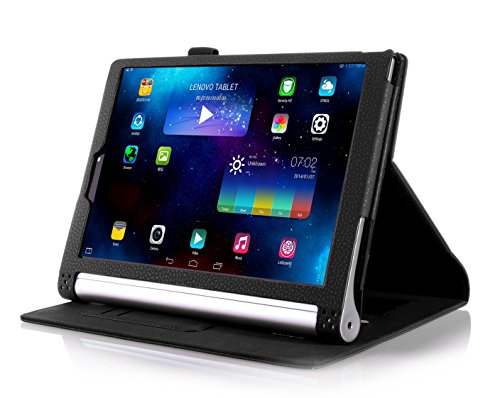 IVSO Slim-Book Funda de Cuero con Soporte para Lenovo YOGA Tablet 2 10.1-inch Tablet (Negro)