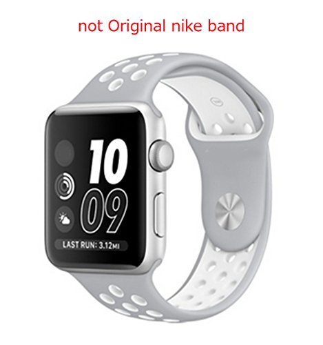 Apple Watch Sport Band, Lamshaw Soft Silicone Sport Replacement Strap for Apple iWatch / New Apple iWatch Series 2 / Apple Watch Series 1 / Nike Sport Band (Nike+_42mm Grey+White)