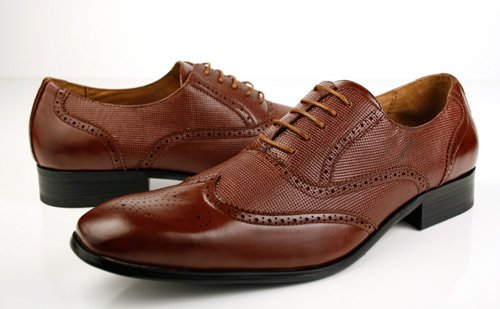 Delli Aldo Mens Dress Shoes Fashion Lace up Wingtip Oxfords Brown