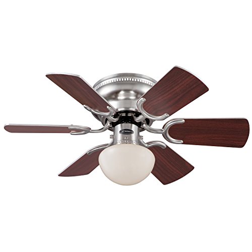 

Westinghouse 7800500 Petite Single-Light Reversible Six-Blade Indoor Ceiling Fan with Opal Mushroom Glass, 30-Inch, Brushed Nickel Finish