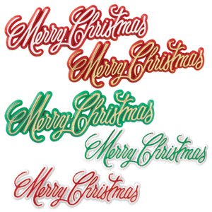 Merry Christmas Script Cake Toppers - 12 Count