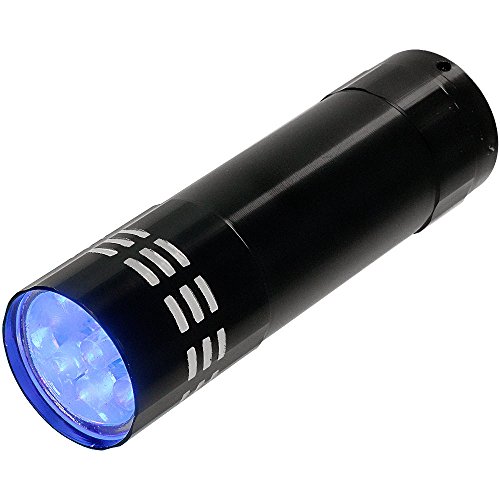 Black Mini Aluminum UV ULTRA VIOLET 9 LED FLASHLIGHT BLACKLIGHT Torch Light Lamp