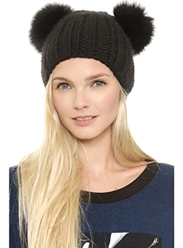 Superbaby Women's Faux Fur Bobble Textured Knit Cozy Lovly Beanies