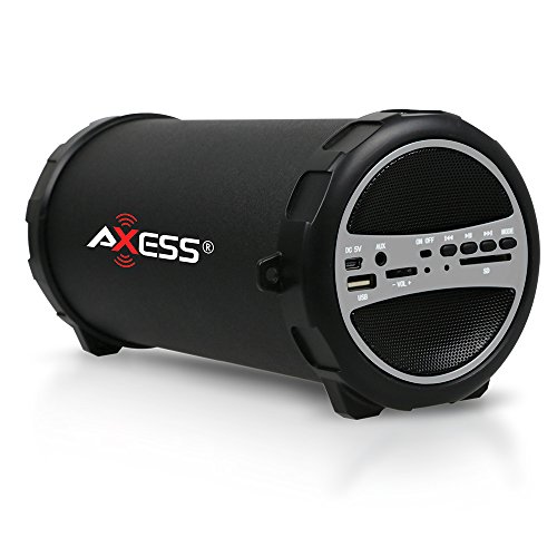 

Axess SPBT1031 Portable Bluetooth Indoor/Outdoor Hi-Fi Cylinder Loud Speaker with SD Card and USB Input