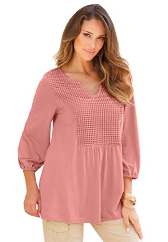 Roamans Women's Plus Size Lace Detail Top