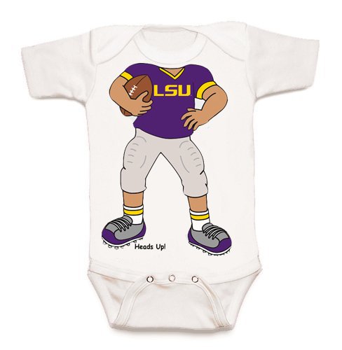 LSU Tigers Heads Up! Football Baby Onesie (6 months)