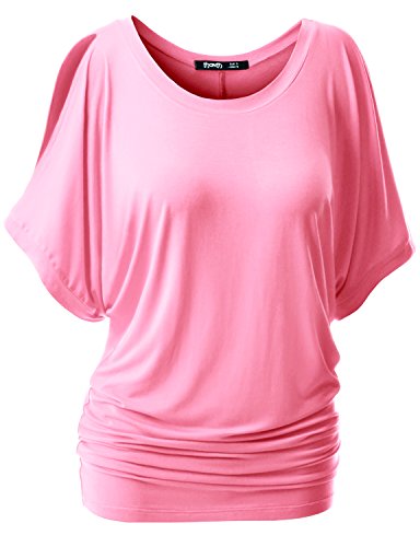 Thanth Womens Short Sleeve Crewneck Cut Out Off Shoulder Top