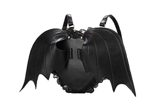 niceeshop(TM) Women Girls Fashion Bat Wings PU Leather Backpack Love Heart Angel Shoulder Bag