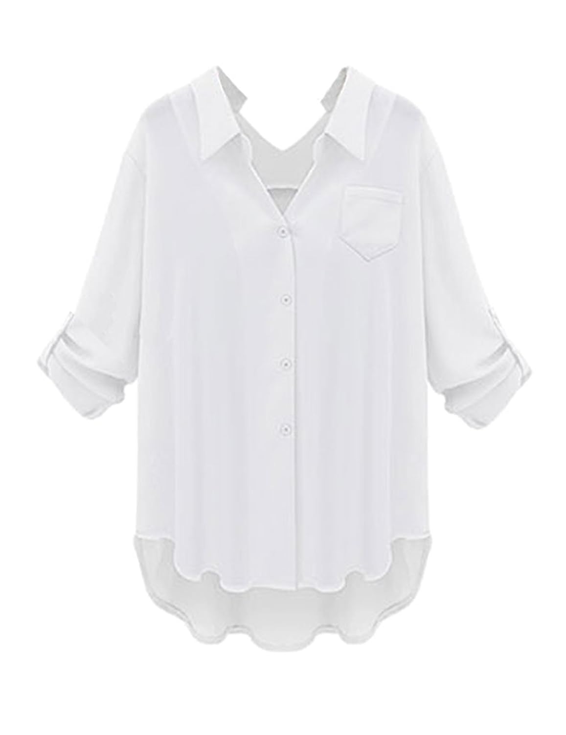

JOLLYCHIC Women's Plus Size Loose Solid Long Sleeve Top Shirt Blouse
