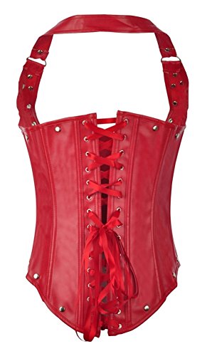 

Womens Corset Bustier Leather Buckles Underbust design Corsets S-XXL Black Red
