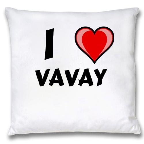 

White Cushion Cover with I Love Vavay (first name/surname/nickname)