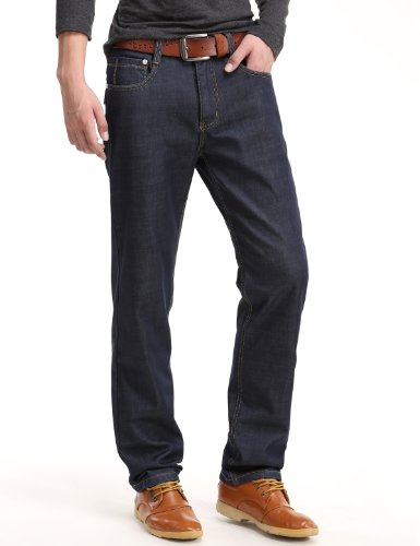 Demon&Hunter Fleece Lined Series Men's Regular Straight Leg Jeans DH8001