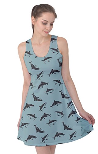 CowCow Womens Pattern Sharks Sleeveless Dress