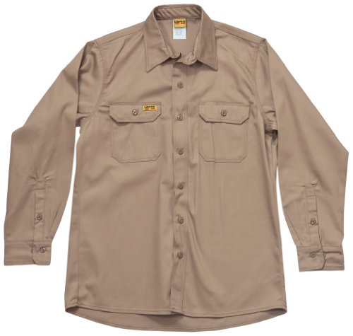 

LAPCO GOS7KH-4XL-REG Long Sleeve 7-Ounce 88-Percent Cotton 12-Percent Nylon Flame Resistant Khaki Shirt, 4X-Large