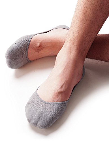 Vero Monte 4 Pairs Mens No Show Socks *Heel Silicon Non-Slip Grips*