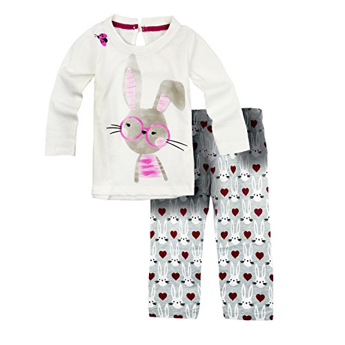 Big Elephant 2 Pieces Baby Girls Long Sleeve Rabbit Shirt Pants Set E27
