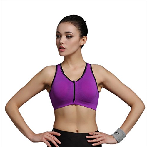 Encounter Women's Zip-Front Closure Wirefree Racerback Sportsbra