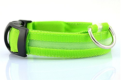 New Nylon LED Dog Night Safety Collar Flashing Light up W/circular Pendant Collar Size: 45-52cm Width: 2.5cm