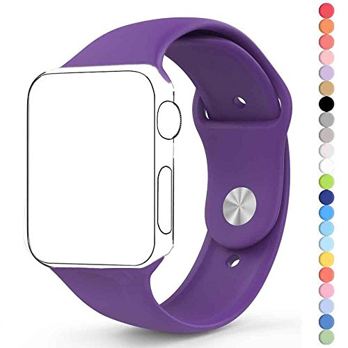 Apple Watch Band, HuanlongTM 38mm New Soft Silicone Sport Style Replacement Iwatch Strap for Apple Wrist Watch (Purple 38mm M/L)