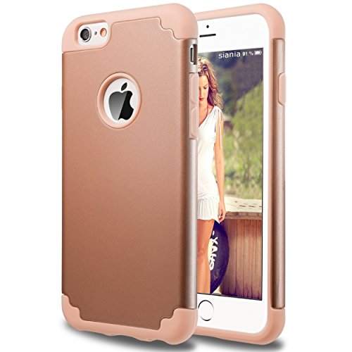 iPhone 6 plus Case,[5.5inch]by Ailun,Soft Interior Silicone Bumper&Hard Shell PC Back,Shock-Absorption&Skid-proof,Anti-Scratch Hybrid Dual-Layer Cover[Rose Gold]