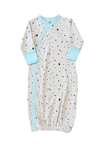 Parade Organics Organic Baby Printed Kimono Gown, Teal Stars, Newborn
