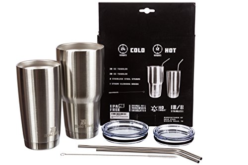 Stainless Steel Tumbler Bundle - 30 OZ and 20 OZ with Stainless Steel Straws