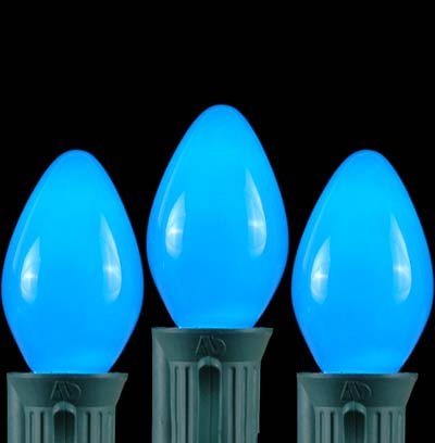 Novelty Lights, Inc. C7-5C-BL Ceramic Outdoor Patio Party Christmas Replacement Bulbs, Blue, 25 Pack