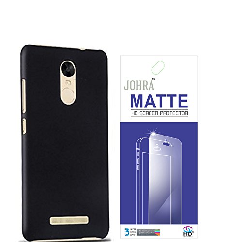 Johra Black Hard Back Cover with Matte Screen Scratch Protector Guard for Xiaomi Redmi Note 3