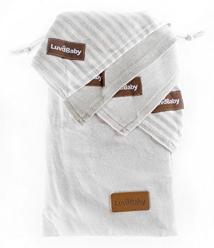 Baby Bandana Bibs - 4 Pack Drool Bibs with Carry Bag - 100% Organic Undyed Cotton