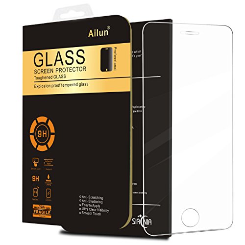 iPhone SE Screen Protector,by Ailun, For iPhone 5 5C 5S SE,Premium Tempered Glass,9H Hardness,2.5D Curved Edge,Bubble Free,Anti-Scratch,Fingerprint&Oil Stain,Case Friendly-Siania Retail Package