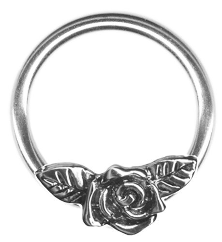 One Rose Flower Captive Ring 20g-18g-16g-14g Cartilage Earring-Nipple Ring-Septum Jewelry-Helix Earring