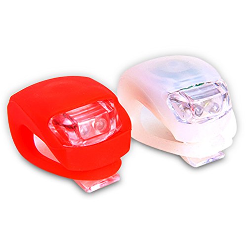 Bicycle LED Lights by Shining Buddy. Front & Rear Safety Set. White Headlight and Red Taillight. High Beam-Flashing-Blinking. Water Resistant, Batteries Included!