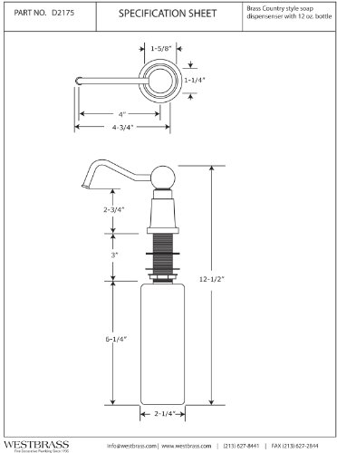 

Westbrass Country Style Soap/Lotion Dispenser Unit