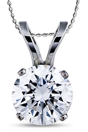 PARIKHS Round Cut Diamond Solitaire Pendant Premium Quality in 14k White & Yellow Gold ( G-H color, SI1 clarity)