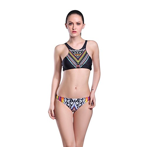 Polovi Women Swimsuit Bathing Suit Brazilian High Neck Ethnic Bikini Set 16030A0