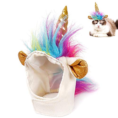 Algopix Similar Product 16 - Ausein Pet Unicorn Hat for Cats Kitty