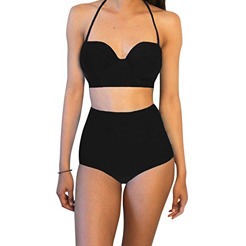 Olive Women's Strappy High Waist Bikini Set Push Up Bandeau Swimsuit