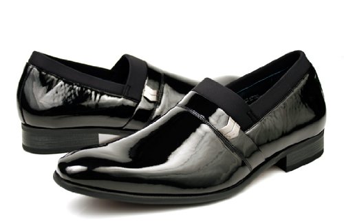 Delli Aldo Men's Dress Shoes Slip on Tuxedo Loafers Patent Black