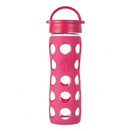 Lifefactory 16-Ounce Glass Bottle with Classic Cap and Silicone Sleeve, Raspberry