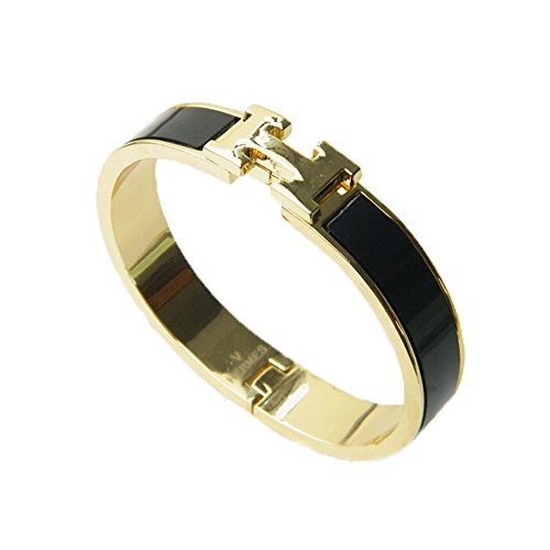 2015 Summer Popular Stylish Stainless Steel Anti-allergic H-shaped Buckle Bracelet Bangle -Gold + Black