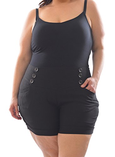 Rouge Collection Plus Size Womens Stretch Cotton Solid Sailor Shorts