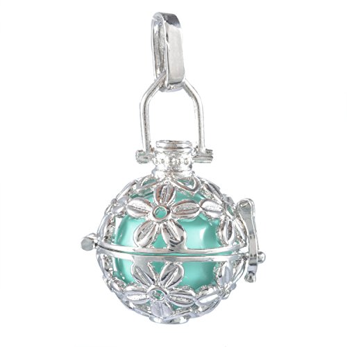 Souarts Silver Color Hollow Flower Pattern Bola Angel Cage Box Pendant