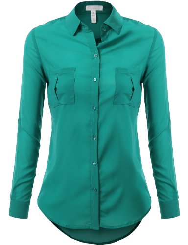 J.TOMSON Womens Long Sleeve Button Down Blouse